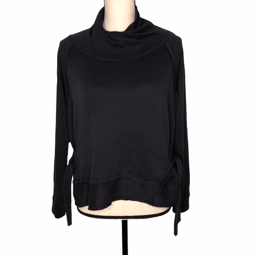 VINTAGE HAVANA BLACK COWL NECK SIDE TIE SWEATER TOP SMALL
